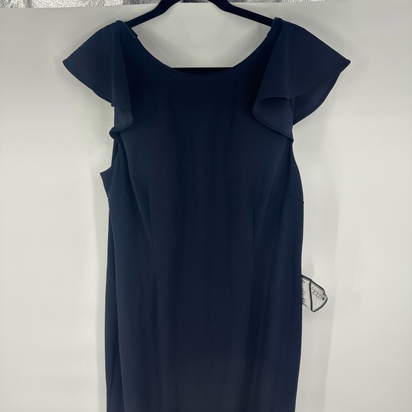 Adrianna Papell knit crepe maxi gown in midnight navy blue size 20 NWT $179 - Picture 4 of 8